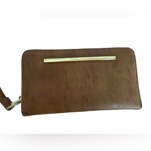 12. Steve Madden Zip Around Brown Wristlet Wallet New Faux Leather 8 X 4.5”